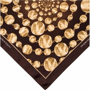 Marco Bicego Brown and Gold Square Silk Scarf